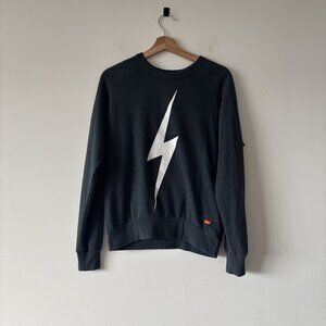 Aviator Nation Lightning Bolt Crewneck Sweatshirt Size XS Luxury Lounge Sporty